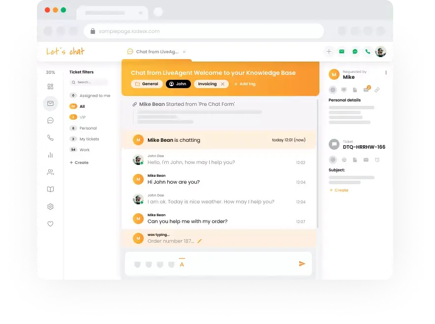 Vue de l'équipe de support