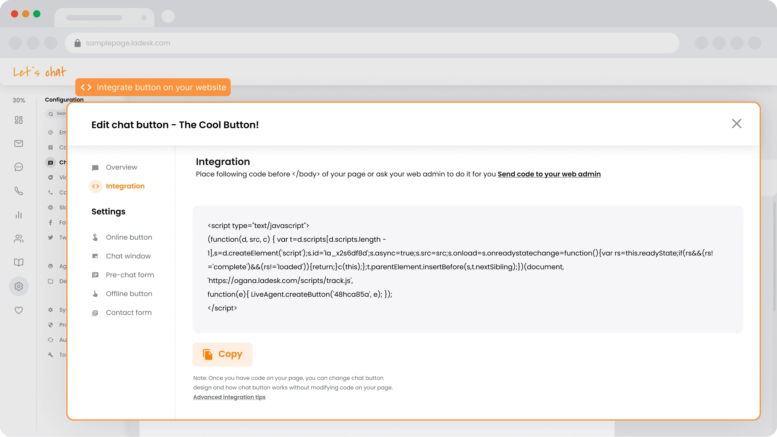 Intégration au site web