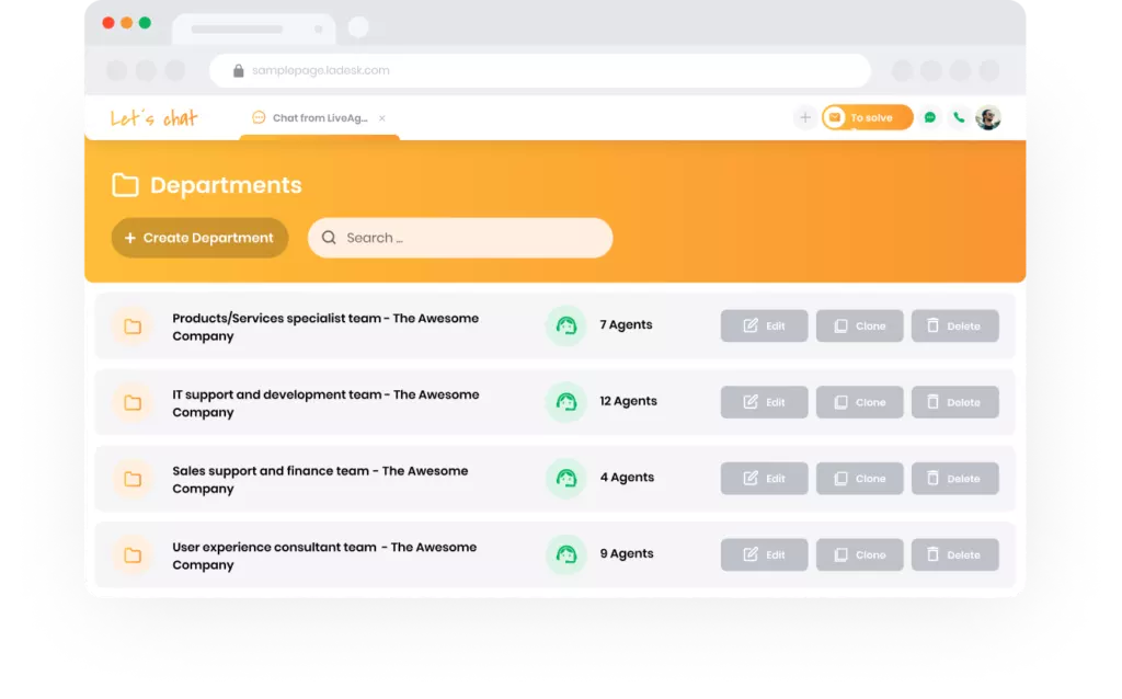 Départements et étiquettes