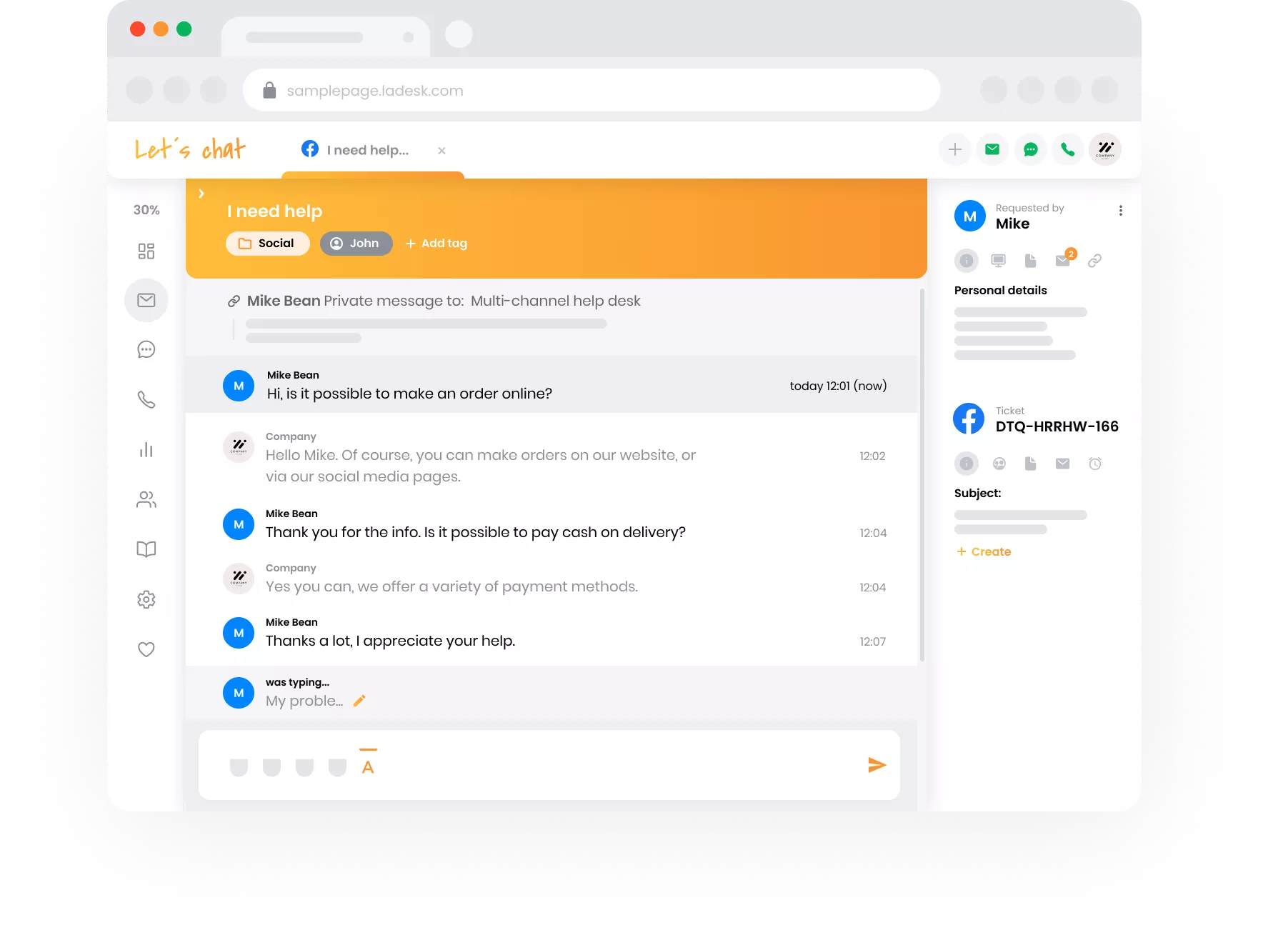 Vue de l'équipe de support