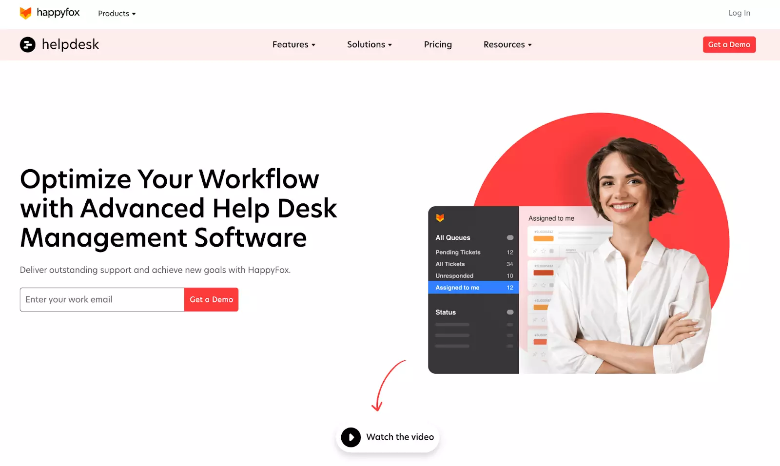 Page d'accueil du système de gestion des tickets du centre d'aide Happyfox