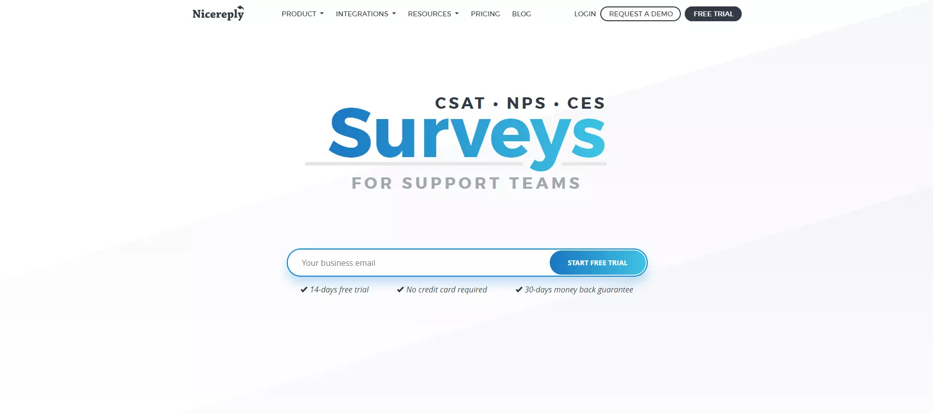 Page d'accueil de NiceReply