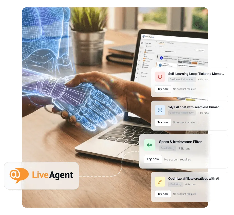 Passez à LiveAgent et obtenez 33 % de réduction avec les Agents IA