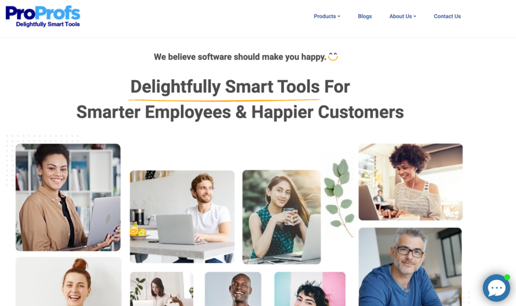 Page d'accueil du logiciel de base de connaissances ProProfs