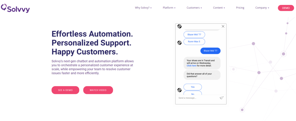Page d'accueil de Solvvy