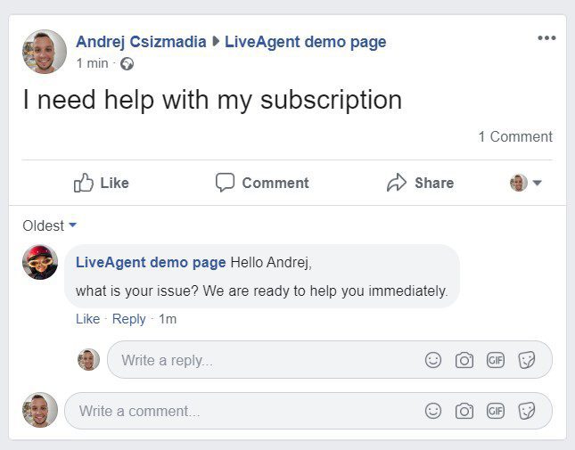 Les commentaires auxquels vous répondez sur Facebook auront l'air comme si vous aviez répondu depuis Facebook