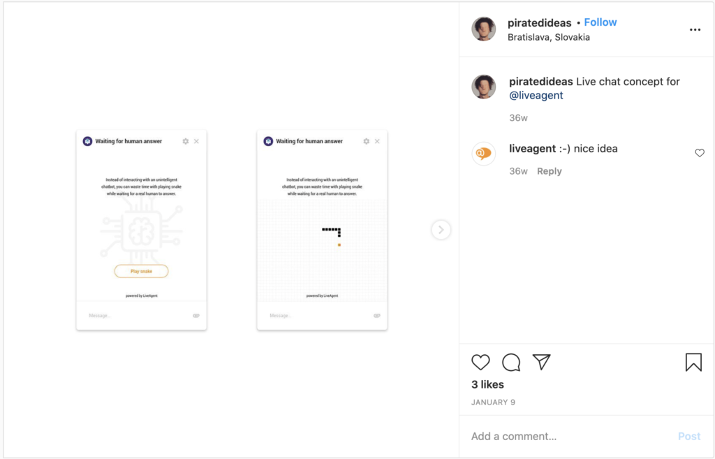Mention de commentaire Instagram