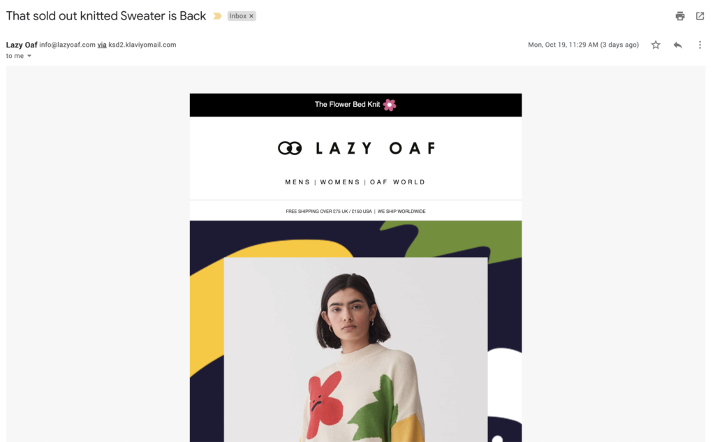 E-mail de dernière chance Lazy Oaf