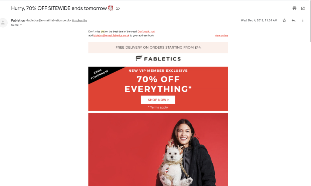 E-mail de dernière chance Fabletics
