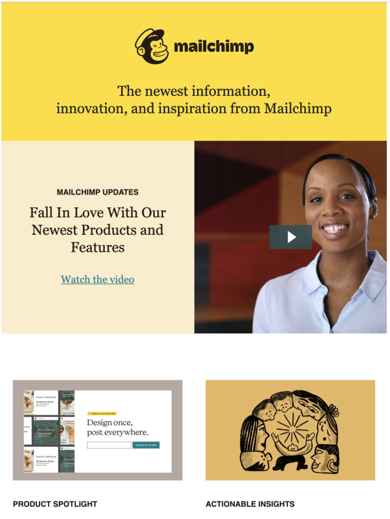 Modèle d'e-mail nouvel article de blog Mailchimp