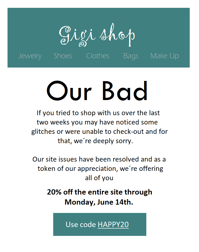 Exemple d'email d'excuses