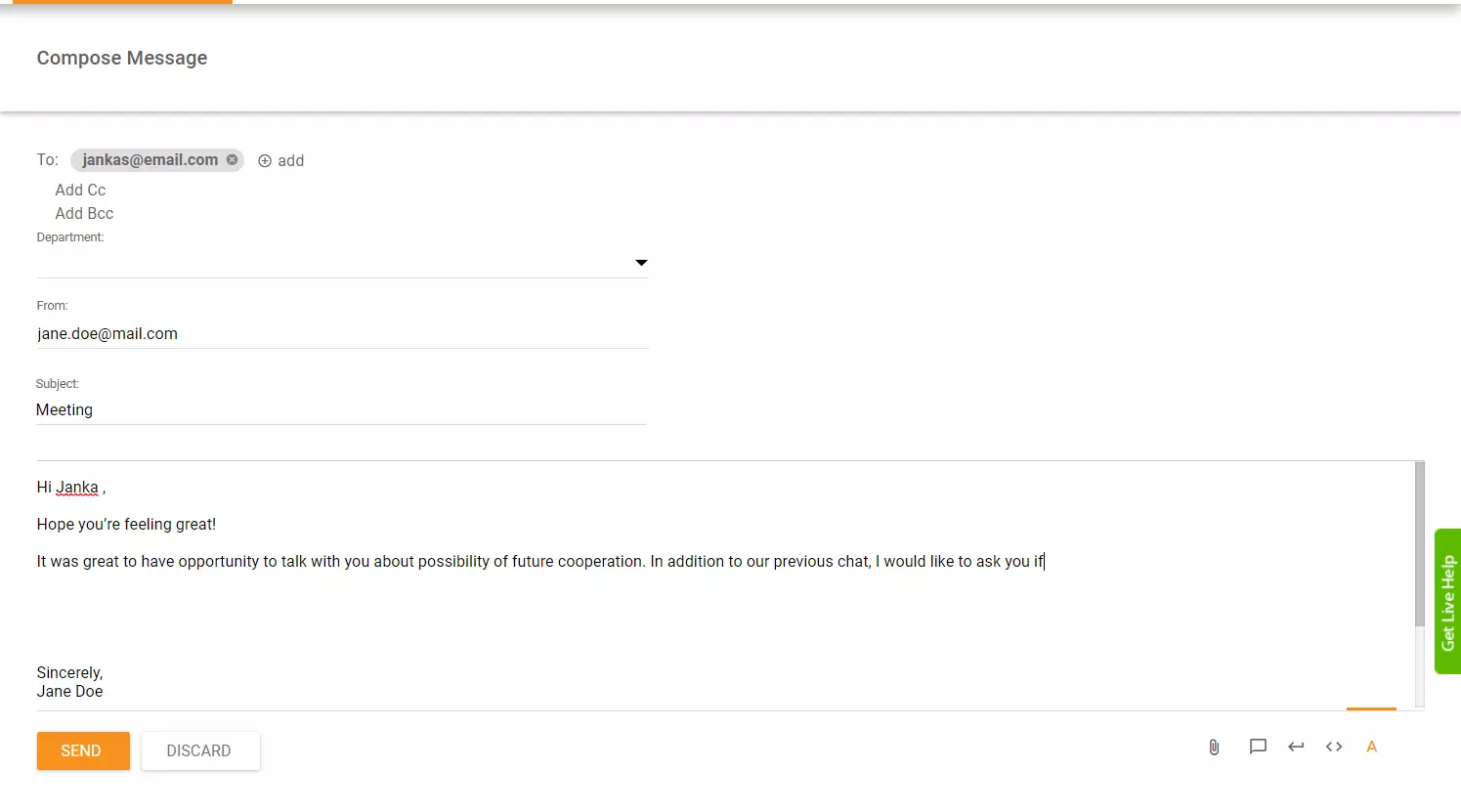 Exemple d'ouverture d'email