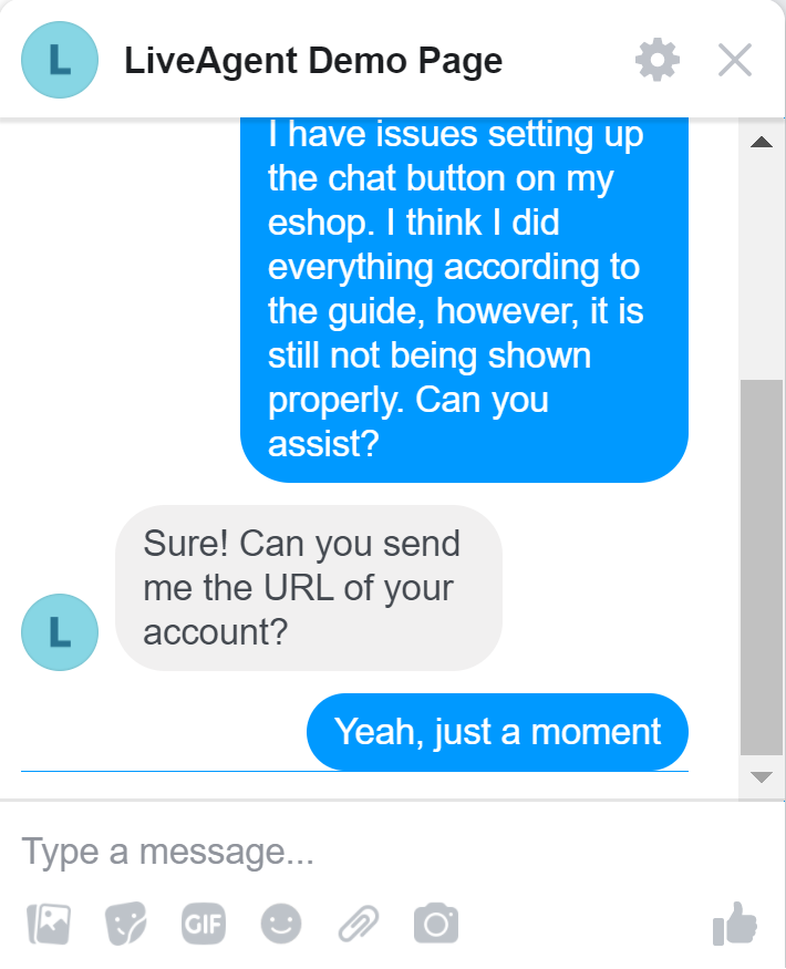 Réponse de la page de démonstration LiveAgent bureau