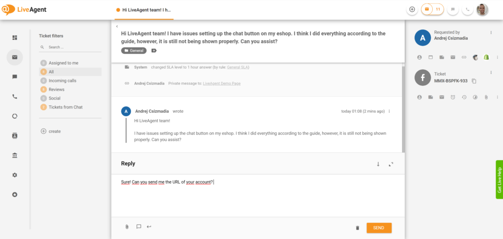 Répondre aux messages Facebook Messenger depuis LiveAgent