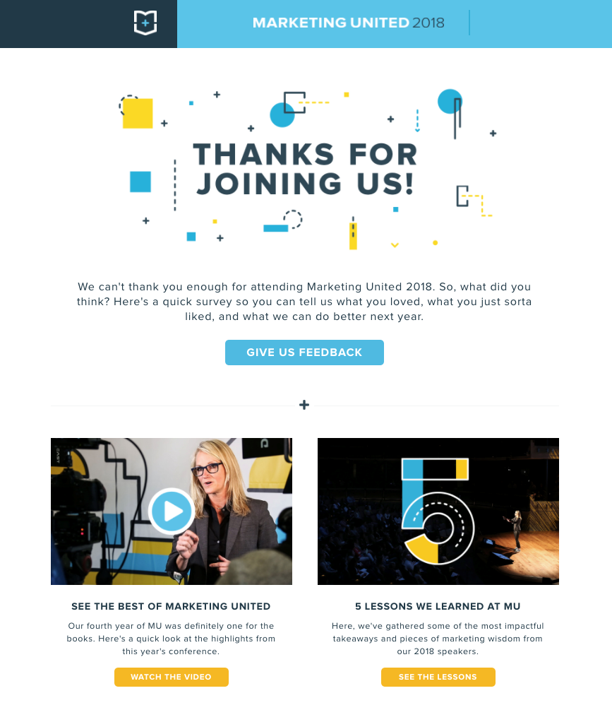 Exemple d'e-mail de suivi d'événement marketing