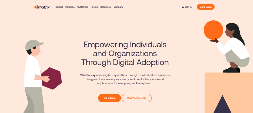 Page d'accueil de Whatfix