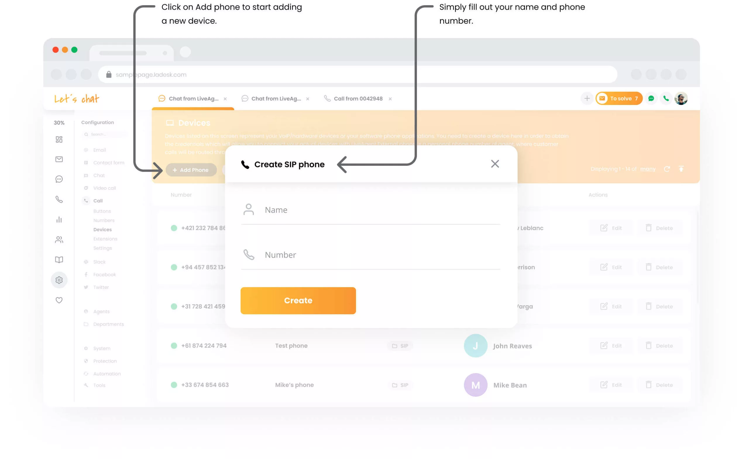 Appareils d'appel LiveAgent