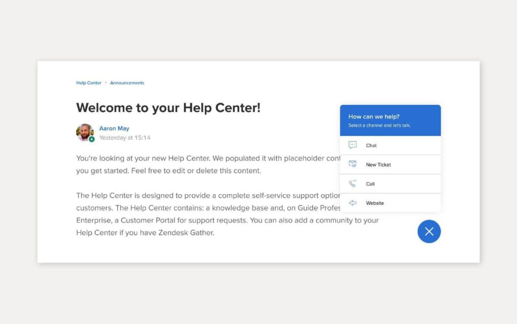 Exemple de solution de base de connaissances utilisant Zendesk