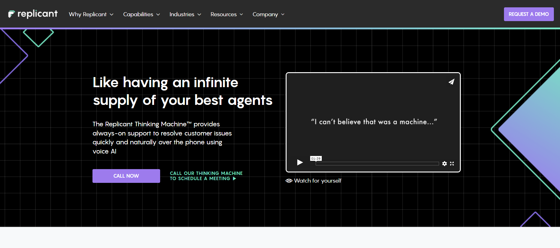Page d'accueil de Replicant