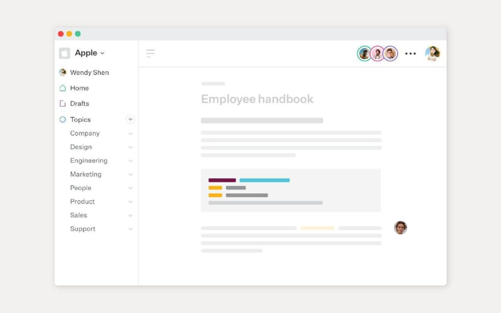 Capture d'écran de la solution de base de connaissances de Slab