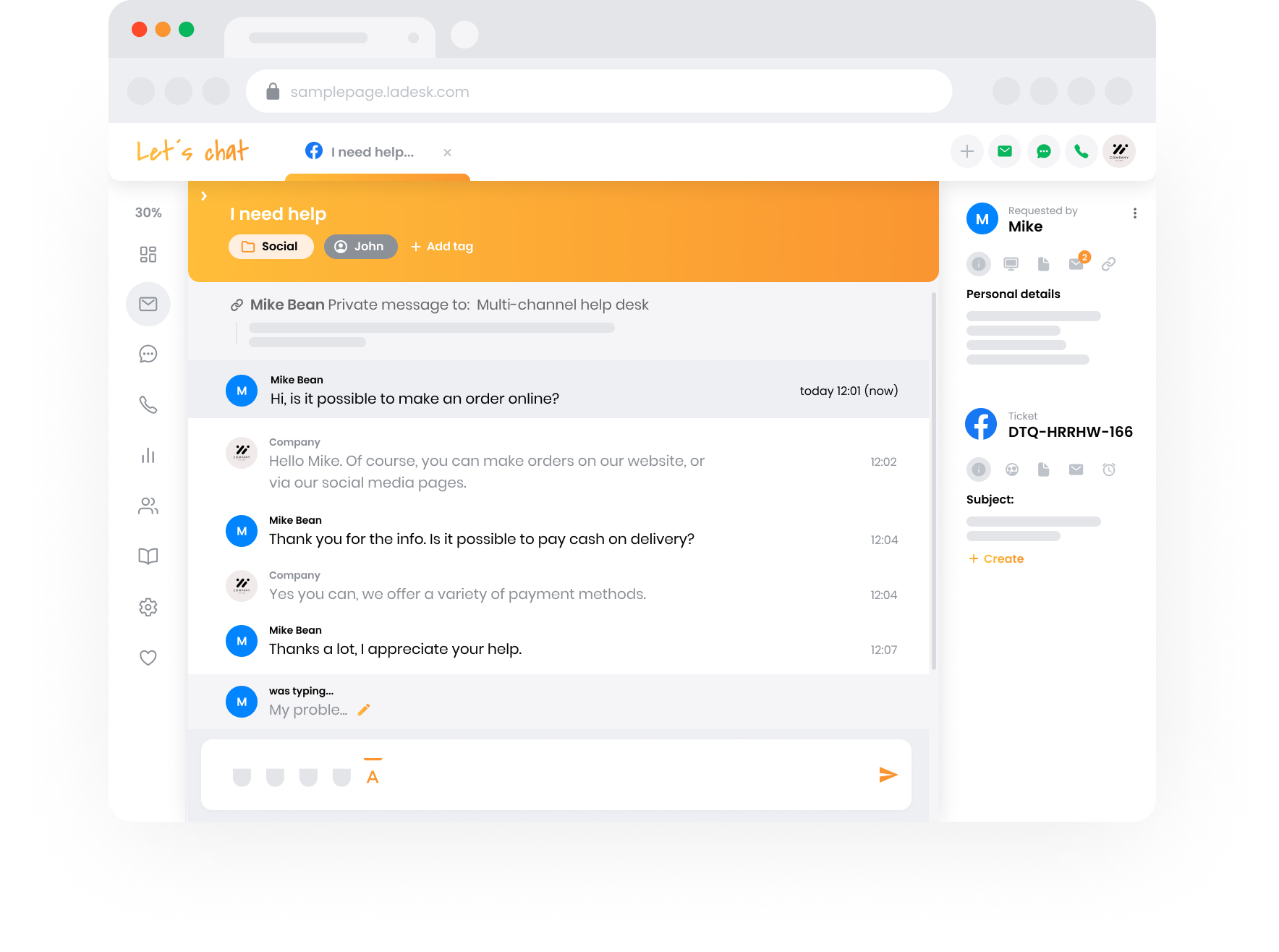 Vue de l'équipe de support
