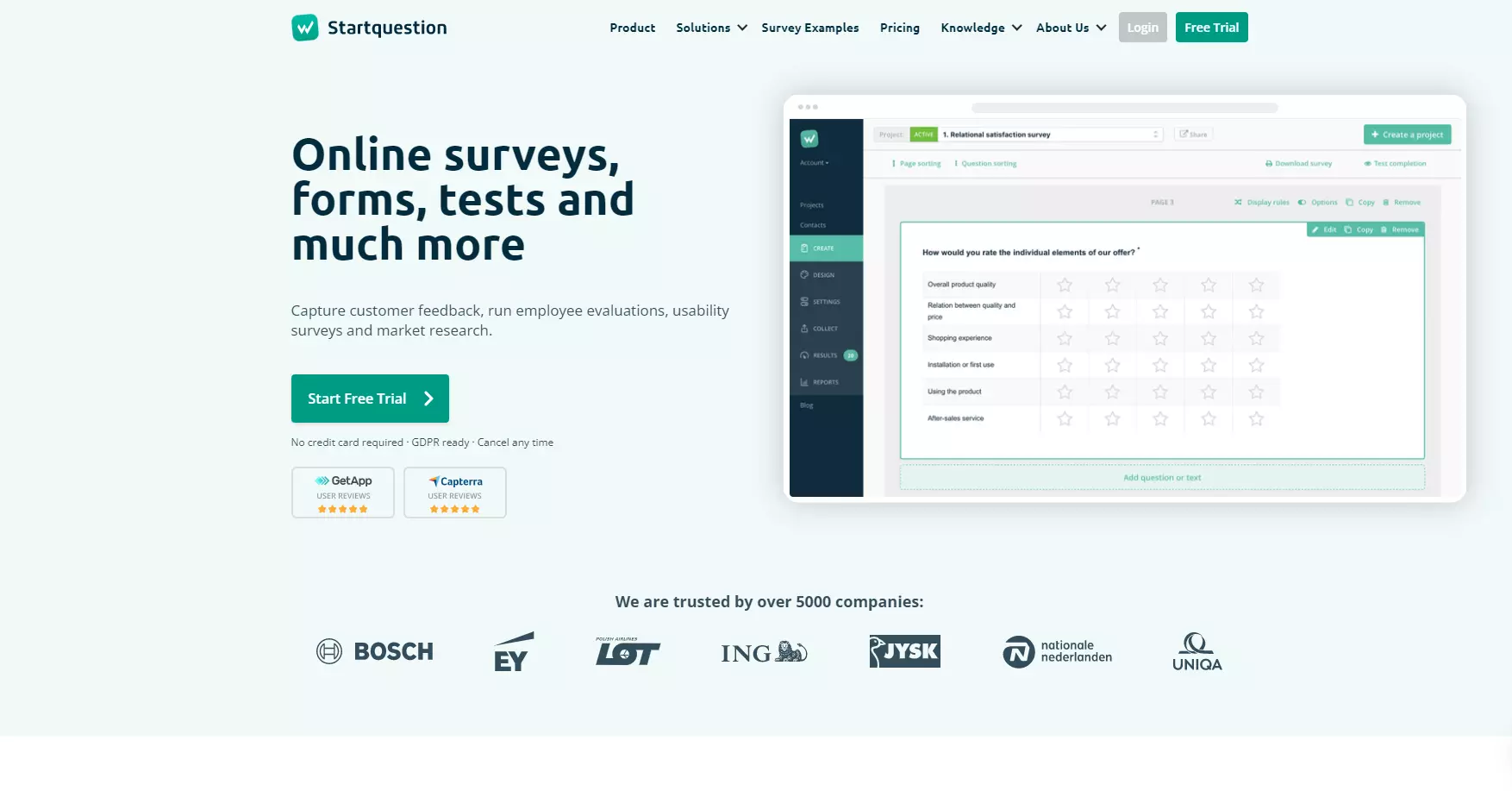 Page d'accueil de Startquestion